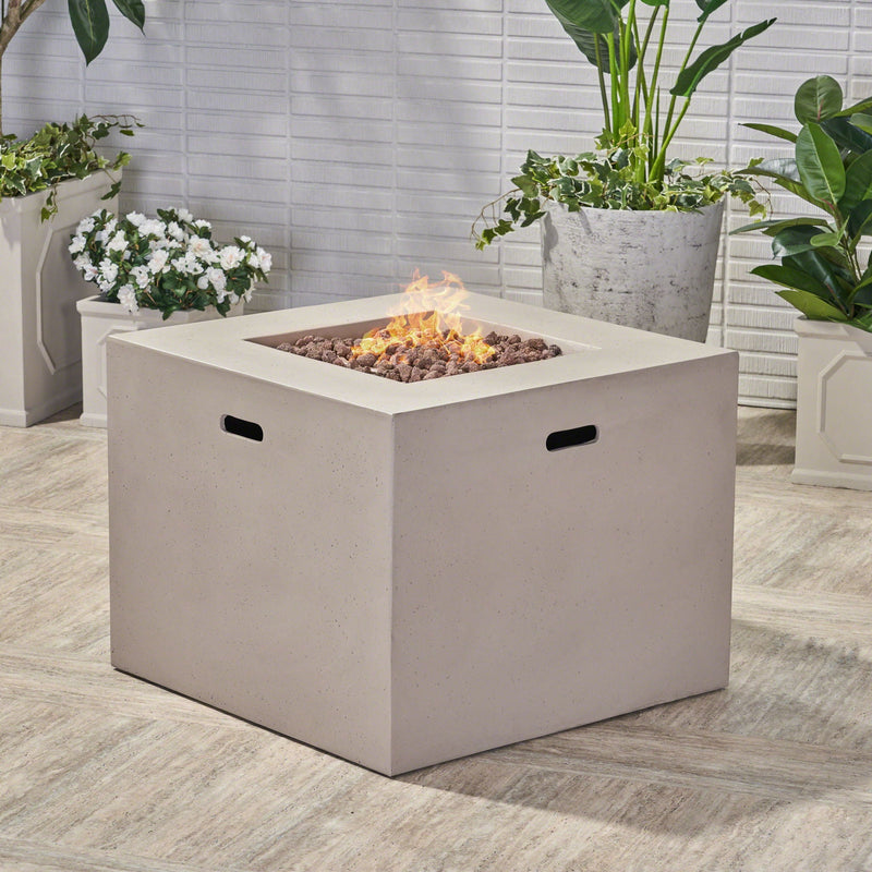 Outdoor Patio Square Gas Burning Concrete Fire Pit 40,000 BTU by HouseOfZazla