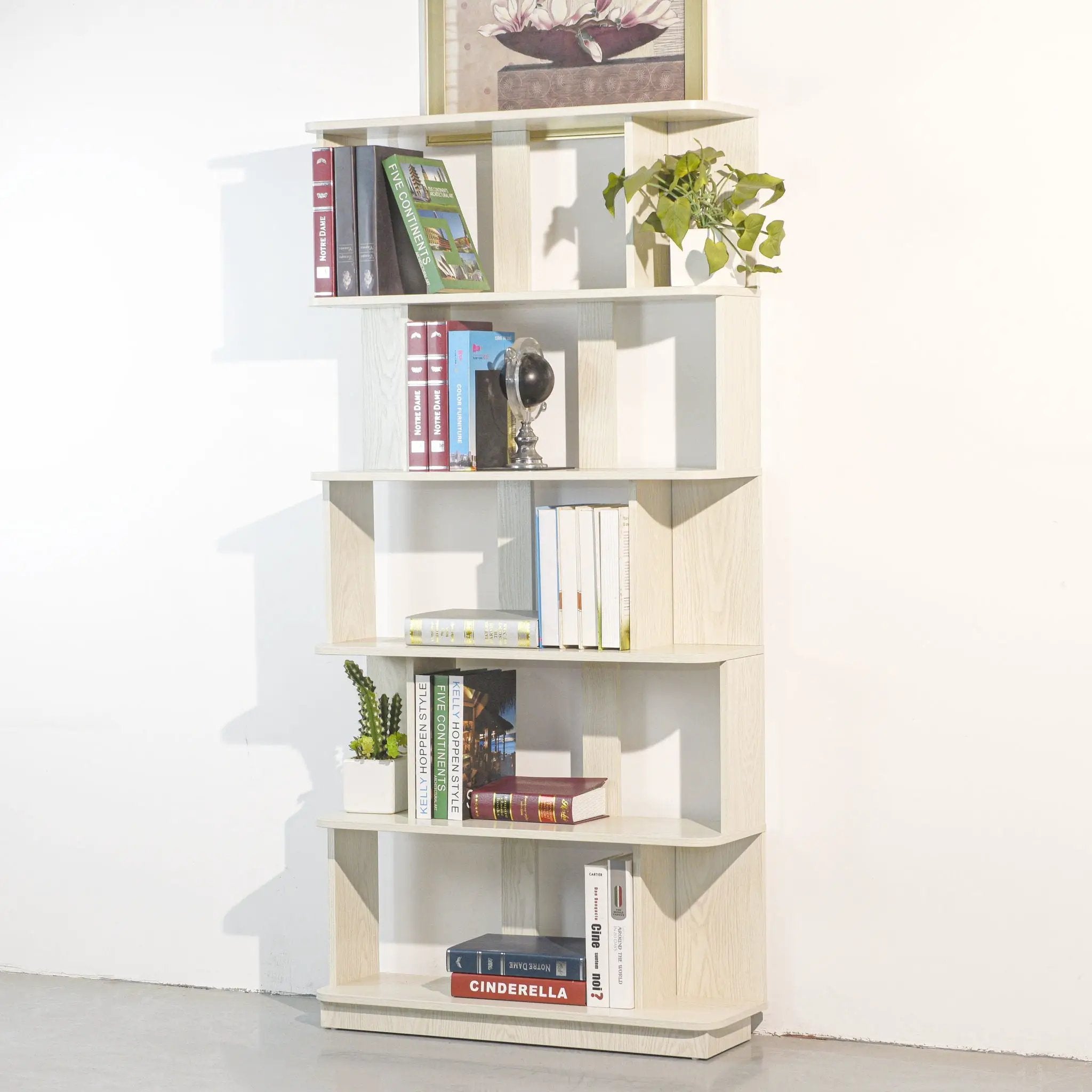 Modern 5 Tier Open Storage Bookcase