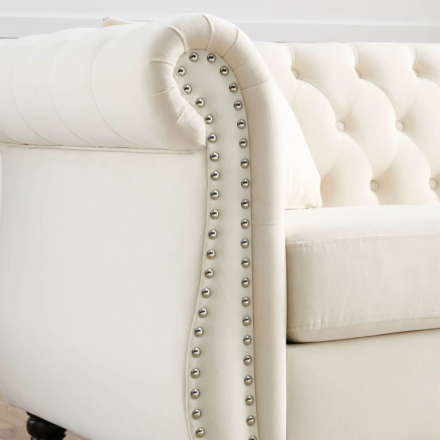 Chesterfield Sofa With Rolled Arms And Nailhead Trim by HouseOfZazla