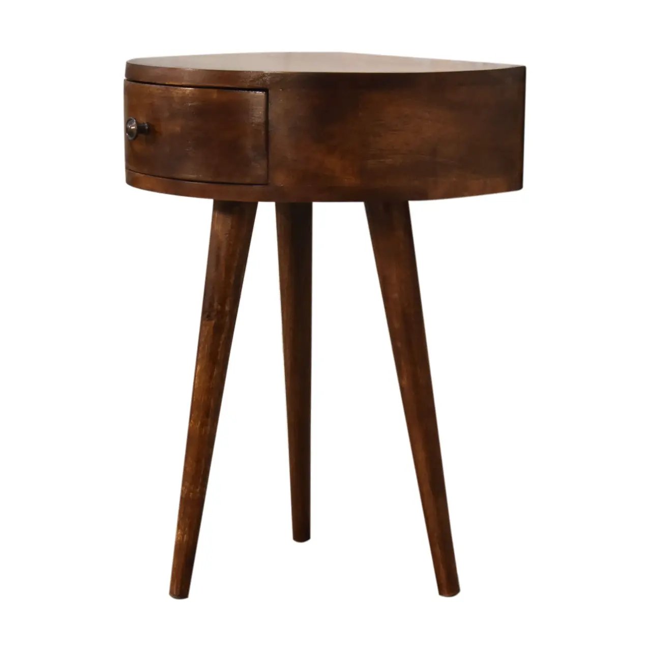 Solid Wood Chestnut Semi Circle Nightstand, 1-Drawer, Nordic Legs by HouseOfZazla