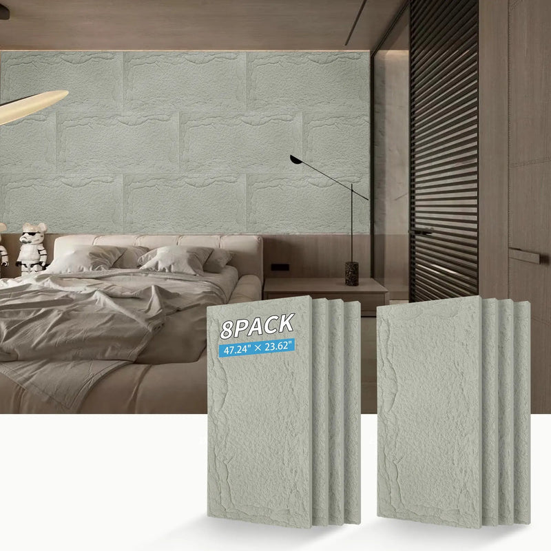 3D Faux Stone Wall Panels - 8 PCS PU Wainscoting Panel by HouseOfZazla