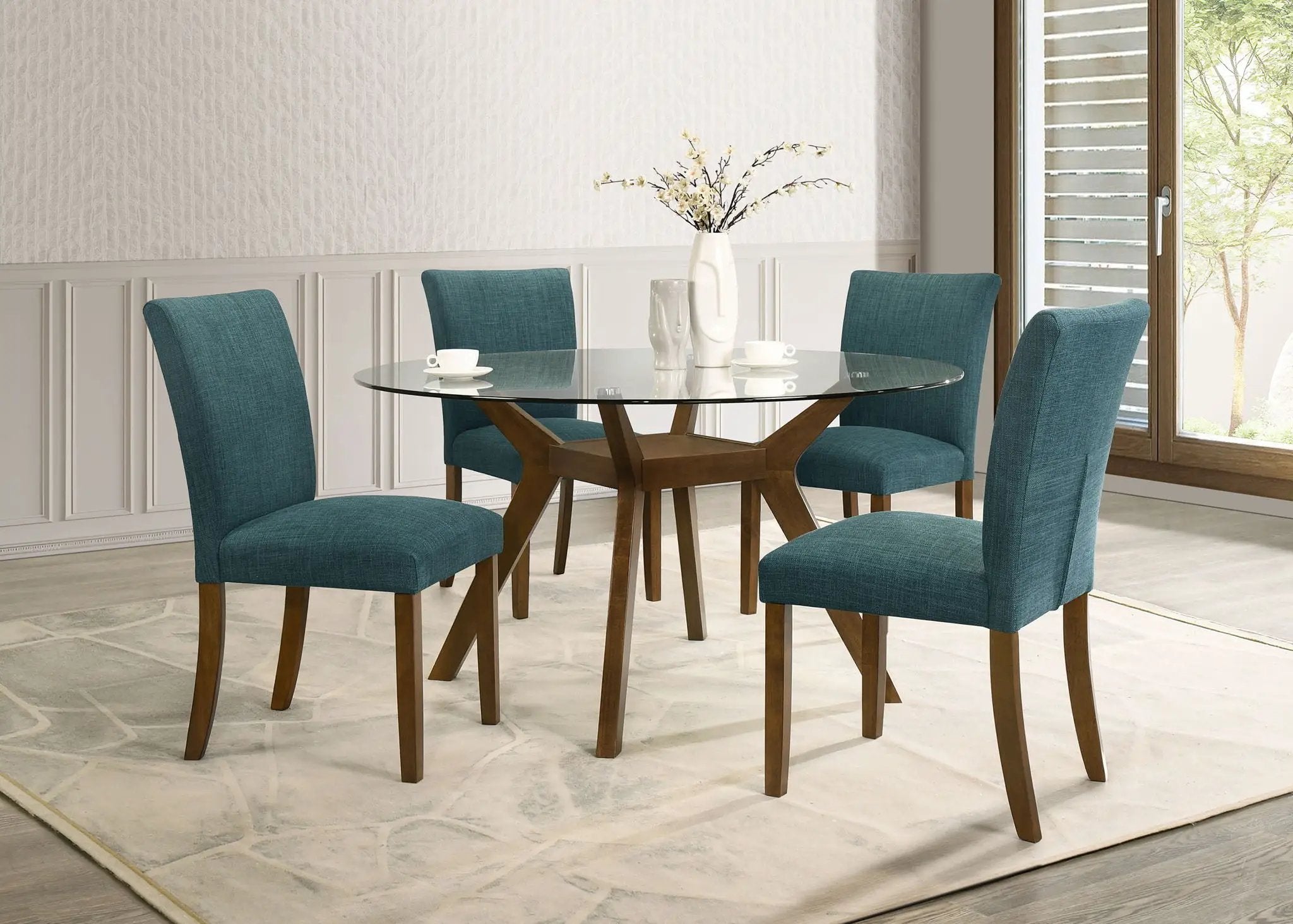 Paxton Round 48-inch Glass Top Wood Dining Table Brown by Unique Piece Furniture
