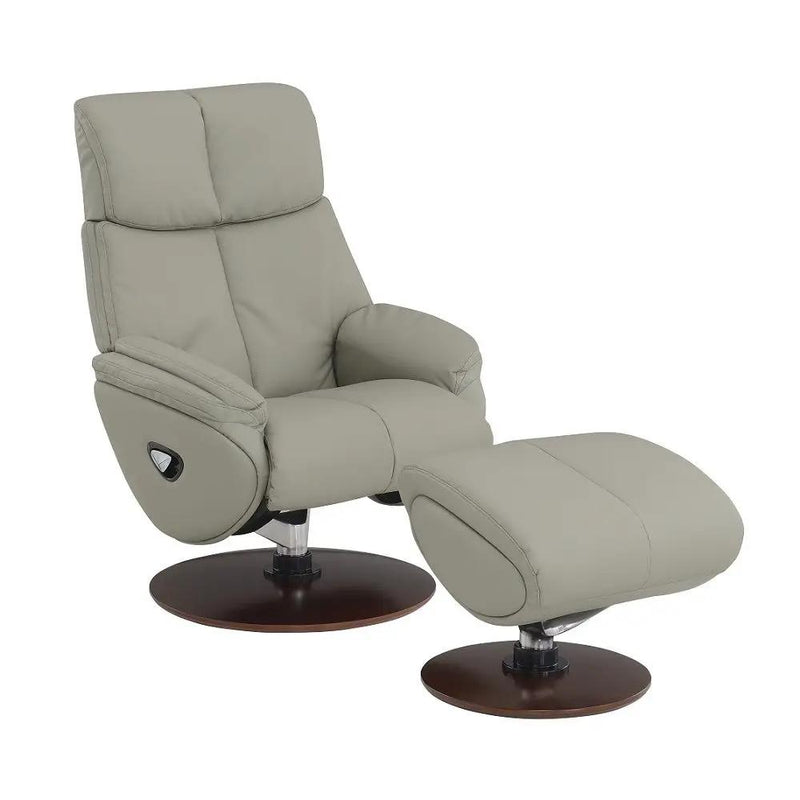 Kandoro - Motion Accent Chair With Swivel & Ottoman - Gray Leather & Brown Base by Unique Piece Furniture