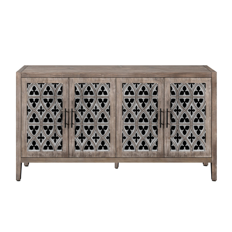 Hollow Four Door Antique Cabinet, American Country Style, Suitable for Living Room, TV Cabinet, Kitchen (Brown), photo 4 of 10
