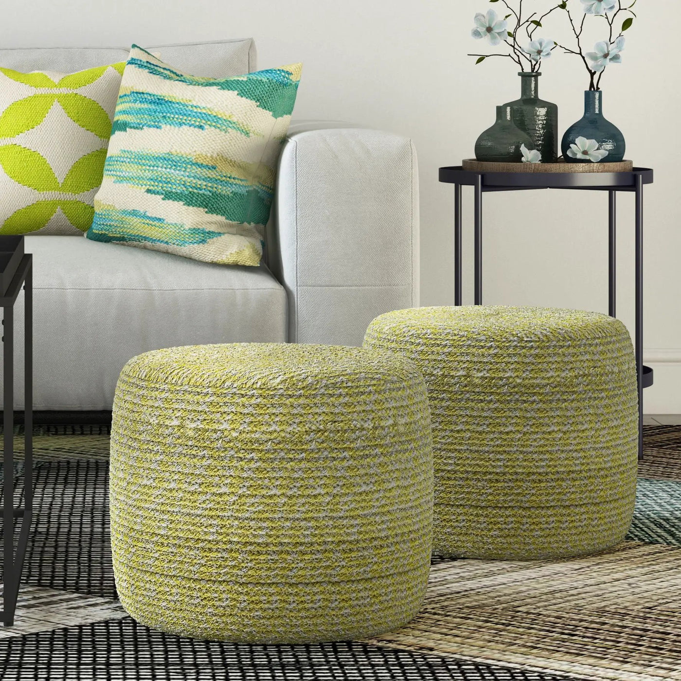 Bayley - Versatile Round Braided Pouf by HouseOfZazla