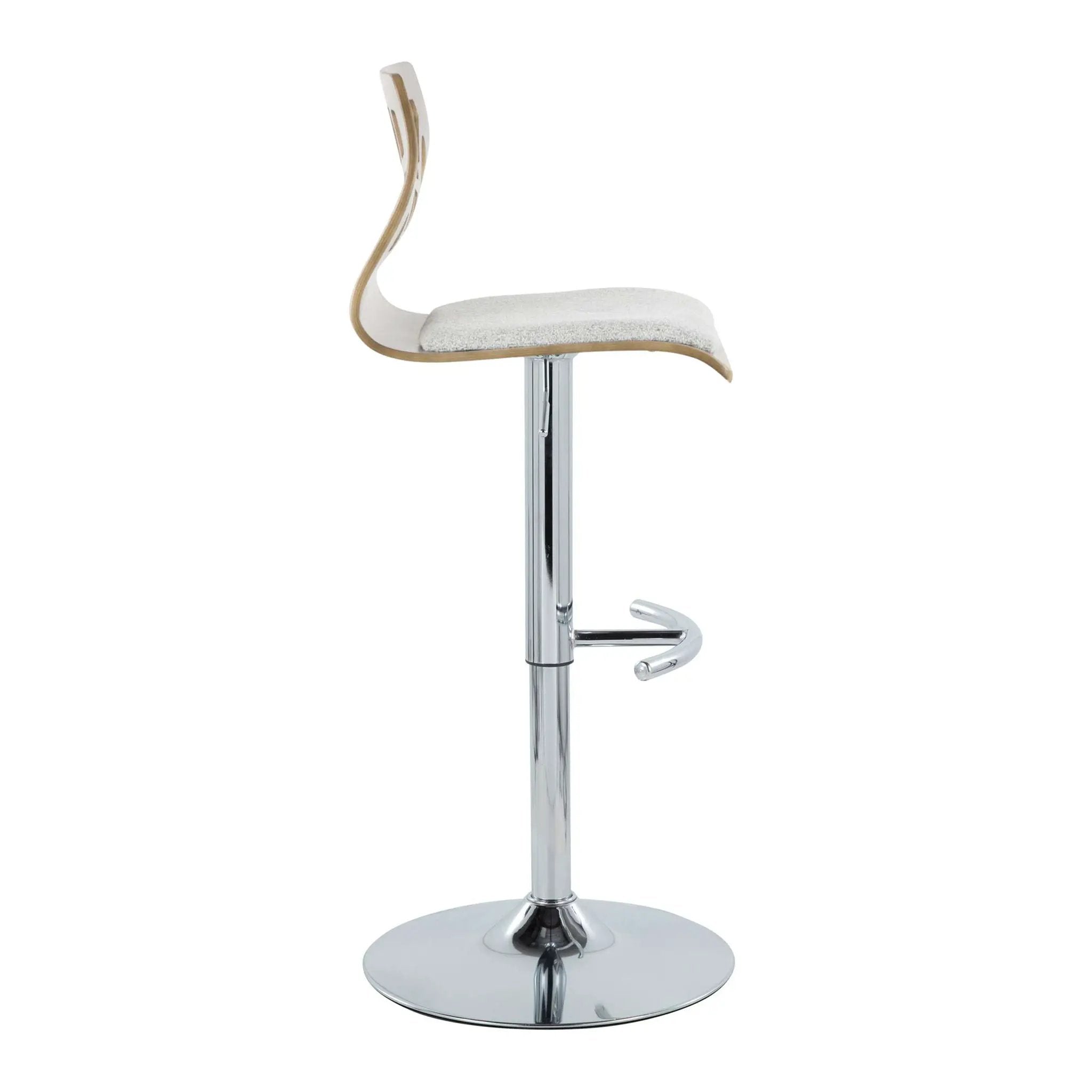 Folia - Contemporary Adjustable Barstool With Swivel With Rounded T Footrest (Set of 2) by HouseOfZazla