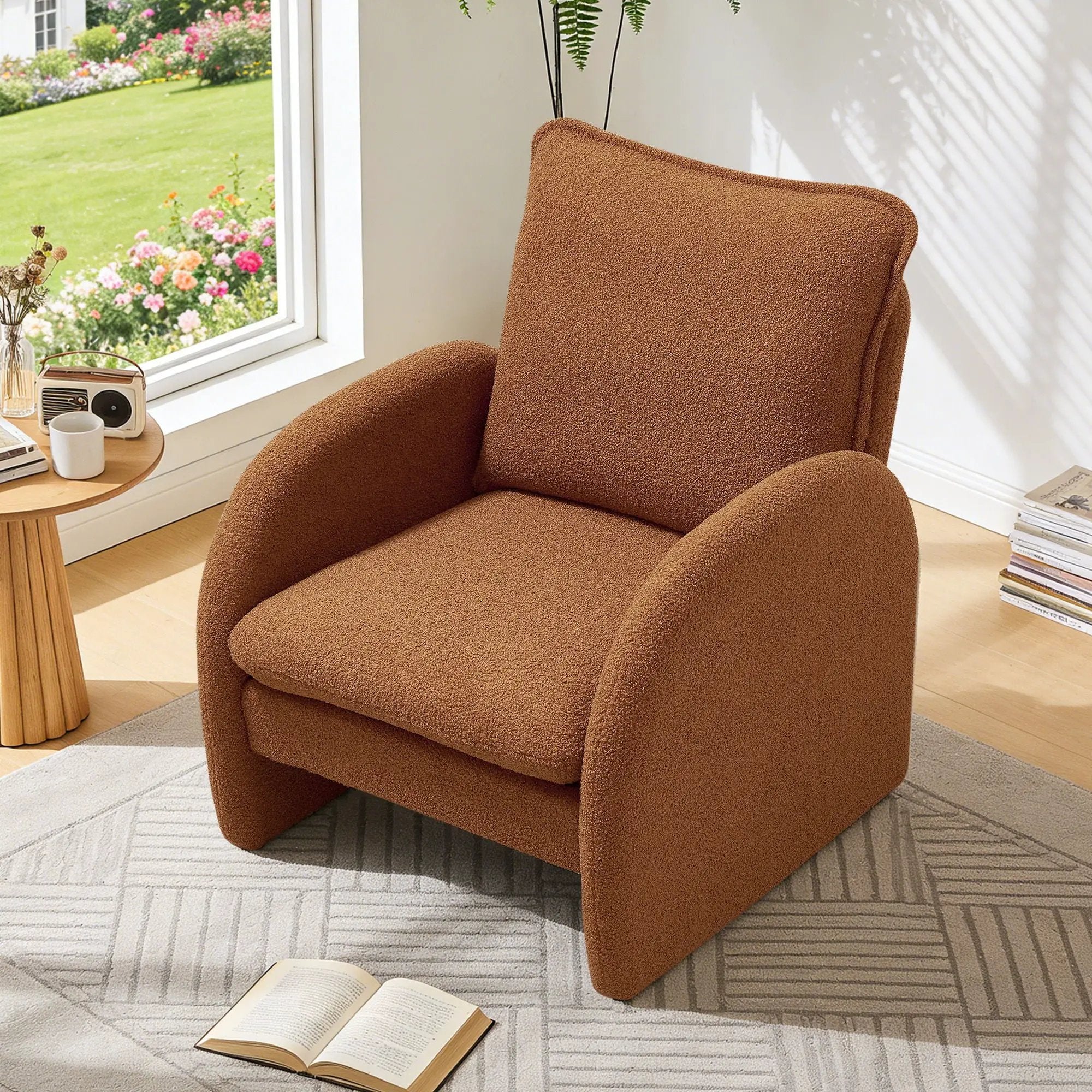 Modern Sherpa Upholstered Accent Chair, Comfortable Living Room Armchair, Lounge Chair For Bedroom, And Office by Unique Piece Furniture