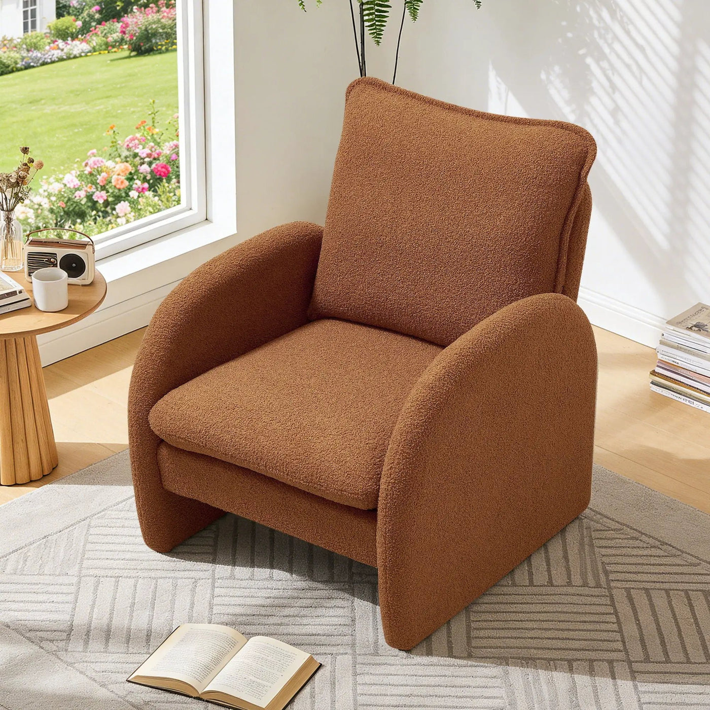 Modern Sherpa Upholstered Accent Chair, Comfortable Living Room Armchair, Lounge Chair For Bedroom, And Office by HouseOfZazla