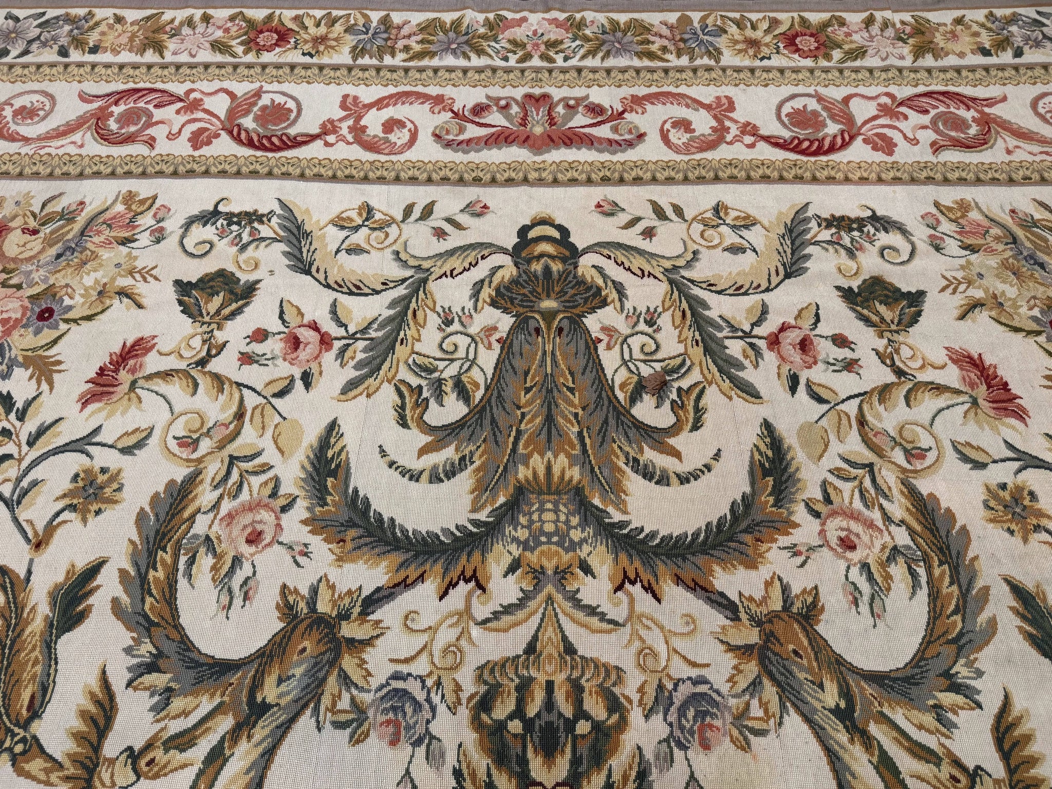 Aubusson Needlepoint Rug 10x14, Elegant European French Carpet, Vintage Carpet by Jewel Rugs