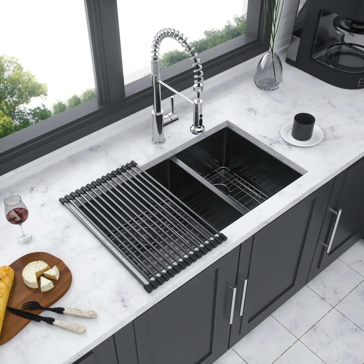 Modern Double Bowl Undermount Kitchen Sink 50 / 50 Design Stainless Steel by HouseOfZazla