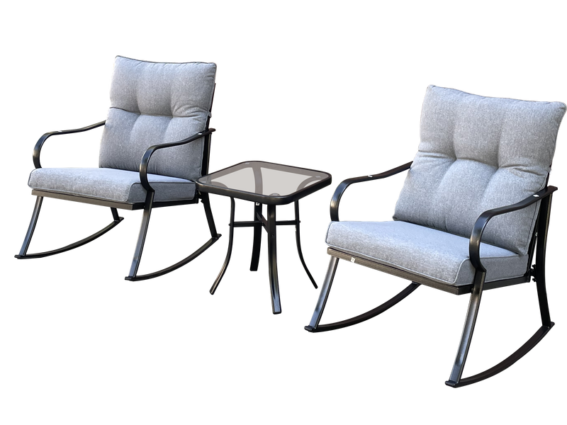Rocker Set Chair and Teapoy Medium Grey by HouseOfZazla