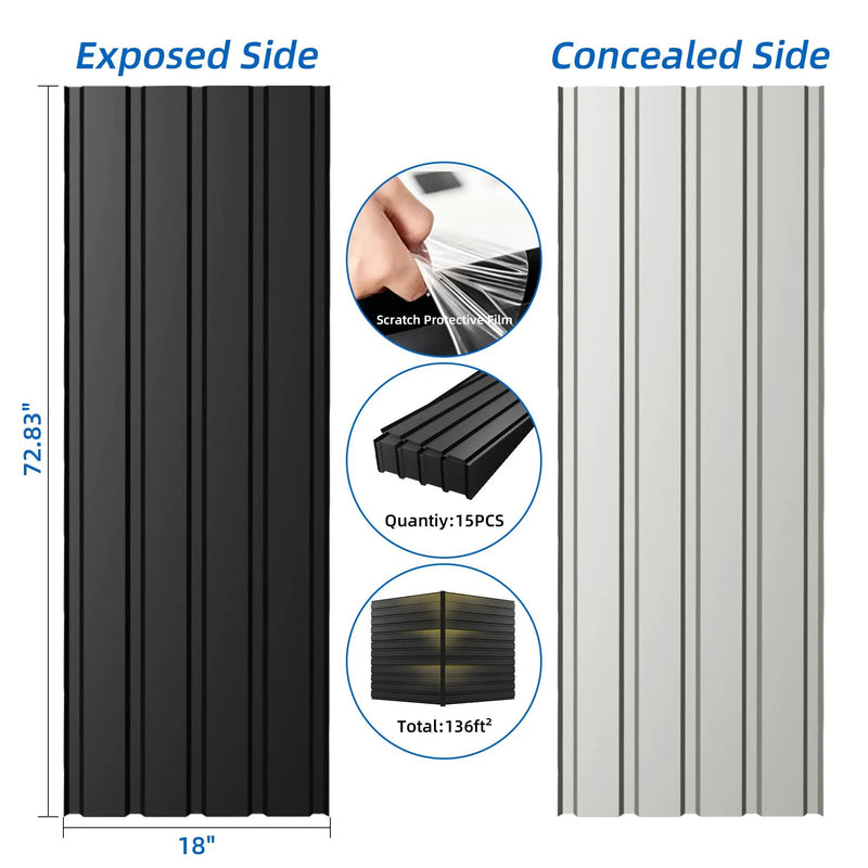 Galvanized Metal Roof Panel Length 72.8 inches - 15 Piece Set by HouseOfZazla