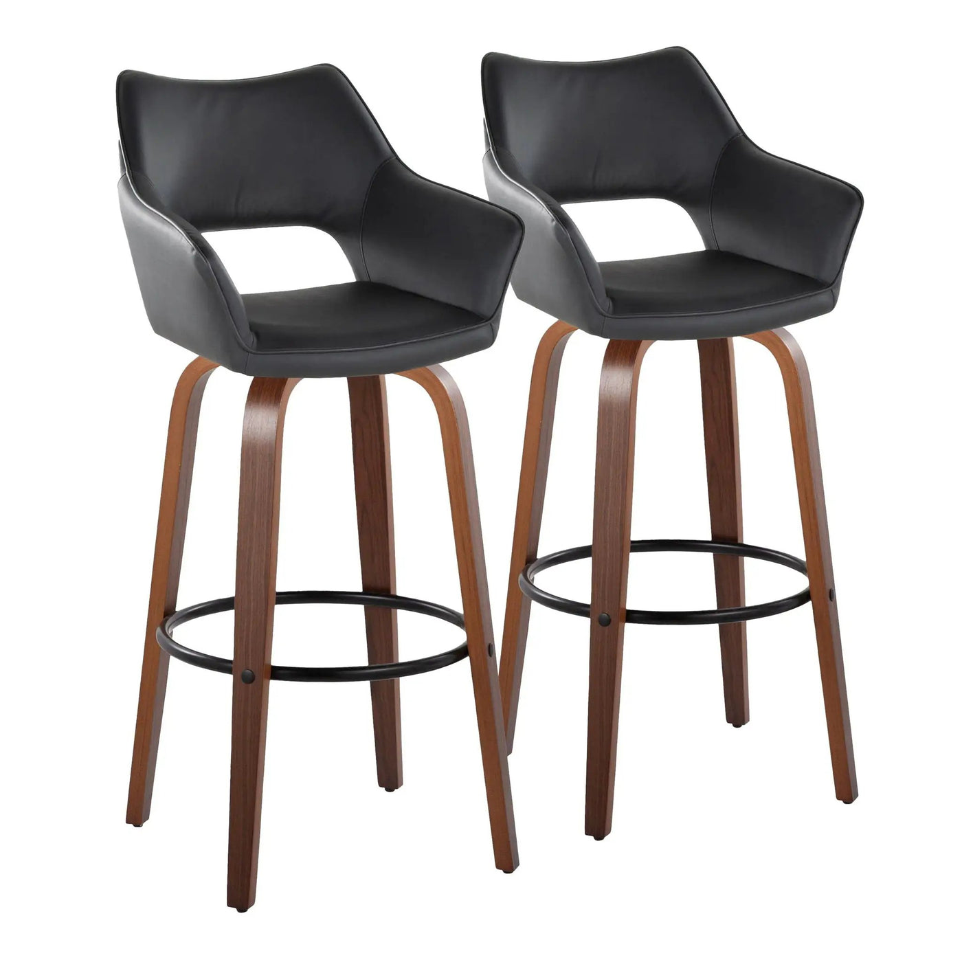 Mustang - Contemporary Fixed Height Barstool With Swivel & Round Footrest (Set of 2) by HouseOfZazla