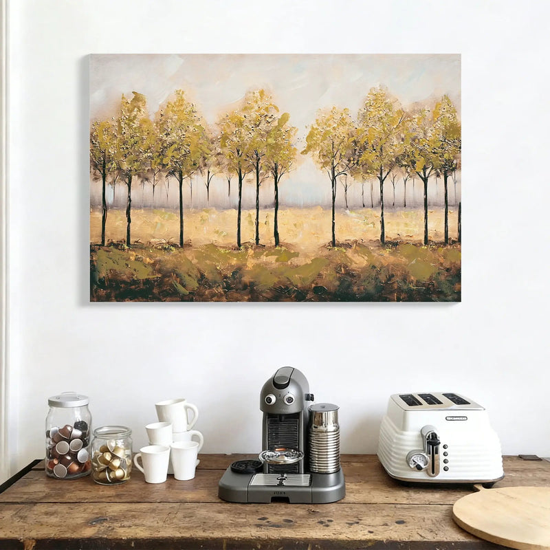 Wall Art Decor Canvas Print Autumn Embellishments Plant Forest Abstract Tree - Tan Leaves by Unique Piece Furniture