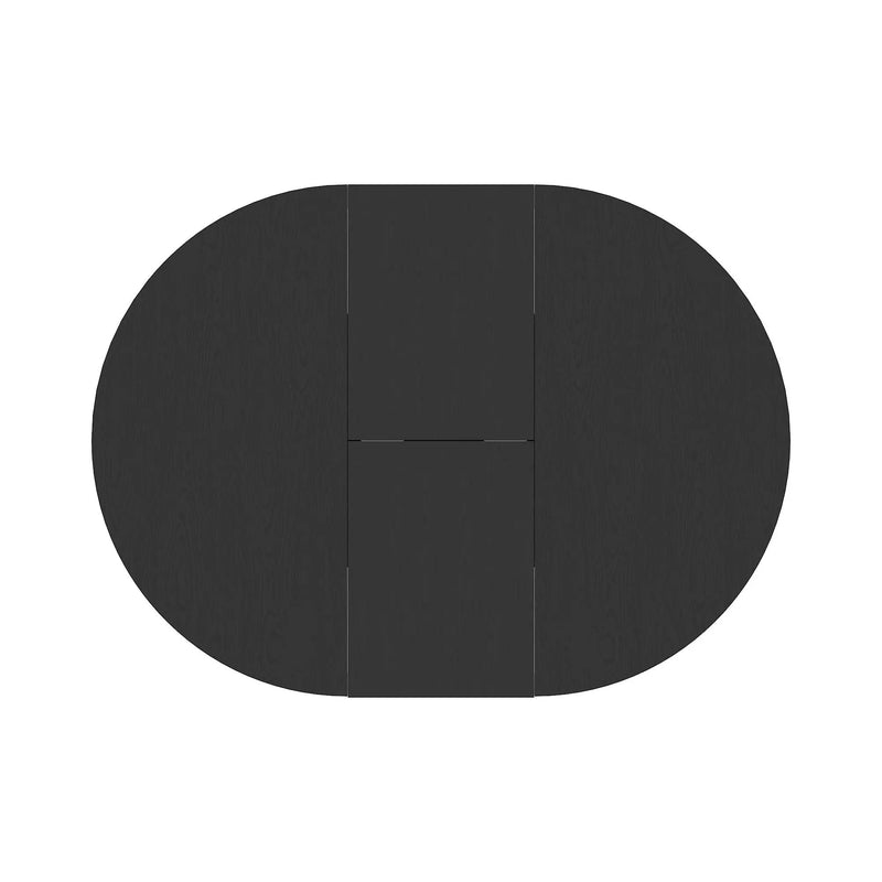 Dining Table For Farmhouse Kitchen Expandable Oval Table Top With Removable Leaf Trestle X Shaped Base - Black by HouseOfZazla