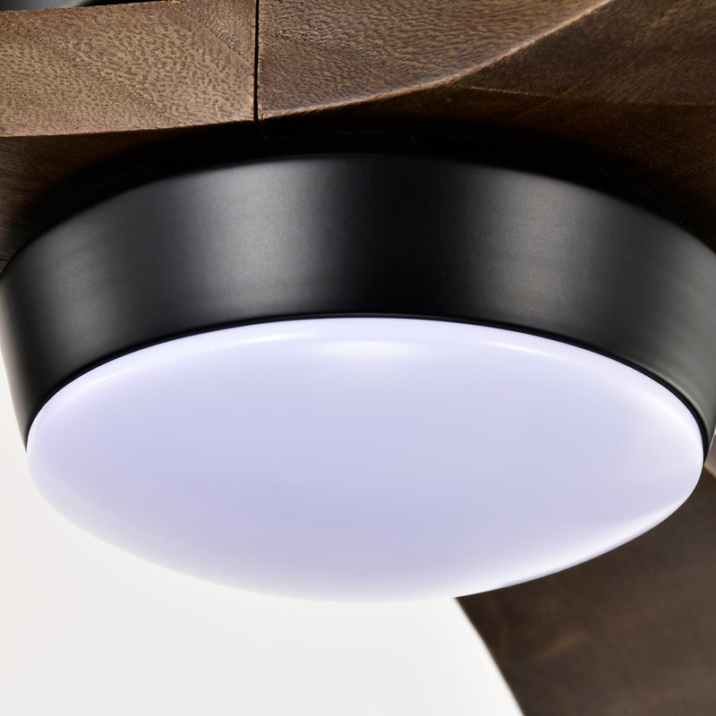 52" Flush Mount Solid Wood Blades Ceiling Fan with Lights Remote Control by HouseOfZazla
