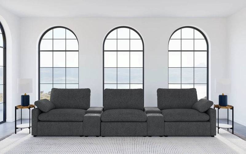 Collins 5-Piece Power Reclining Home Theater Seating Dark Grey by Unique Piece Furniture