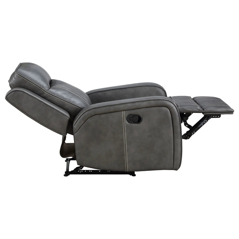 Raelynn Upholstered Track Arm Recliner Grey by Unique Piece Furniture