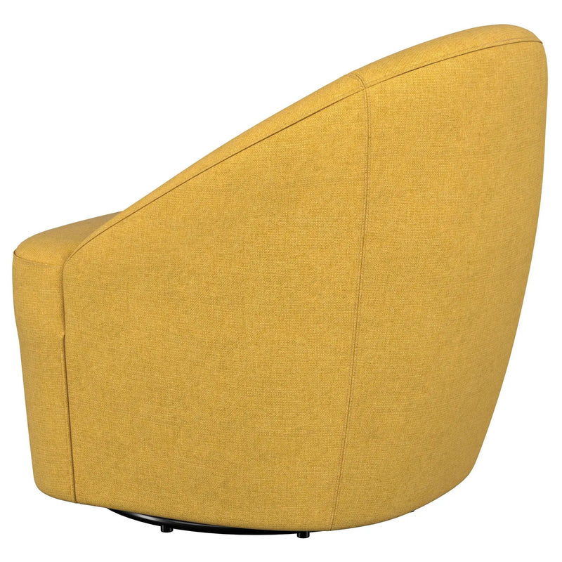 Leon Upholstered Barrel Accent Swivel Chair Mustard Yellow by Unique Piece Furniture