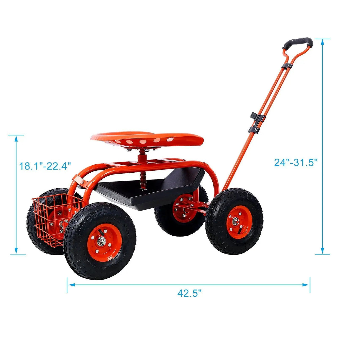 Rolling Garden Scooter Cart Seat With Wheels, 360 Swivel Seat, Tool Tray by HouseOfZazla