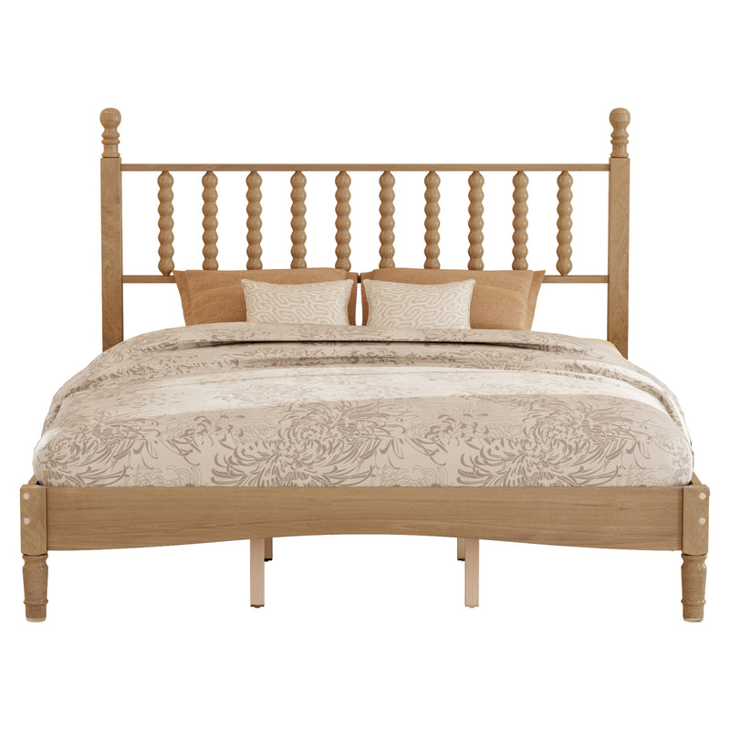 Queen Size Wood Platform Bed with Gourd Shaped Headboard by HouseOfZazla