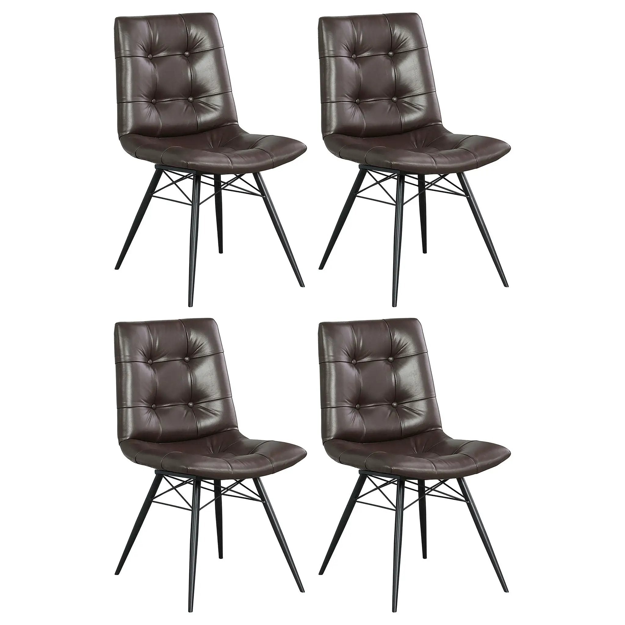 Aiken Faux Leather Upholstered Dining Side Chair Dark Brown (Set of 4) by Unique Piece Furniture