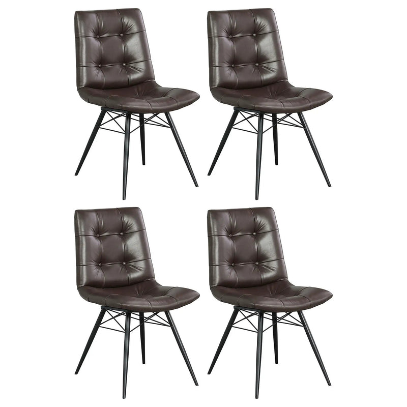 Aiken Faux Leather Upholstered Dining Side Chair Dark Brown (Set of 4) by Unique Piece Furniture