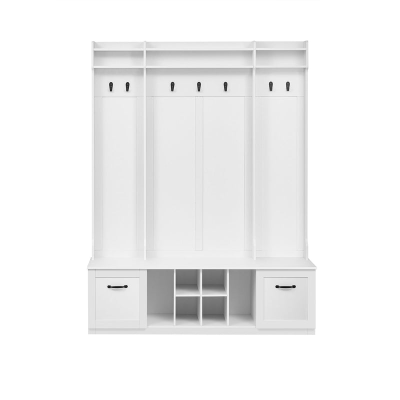 5 In 1 Entryway Bench With Coat Rack, 7 Sturdy Hooks, 2 Spacious Drawers And Adjustable Shelves by HouseOfZazla