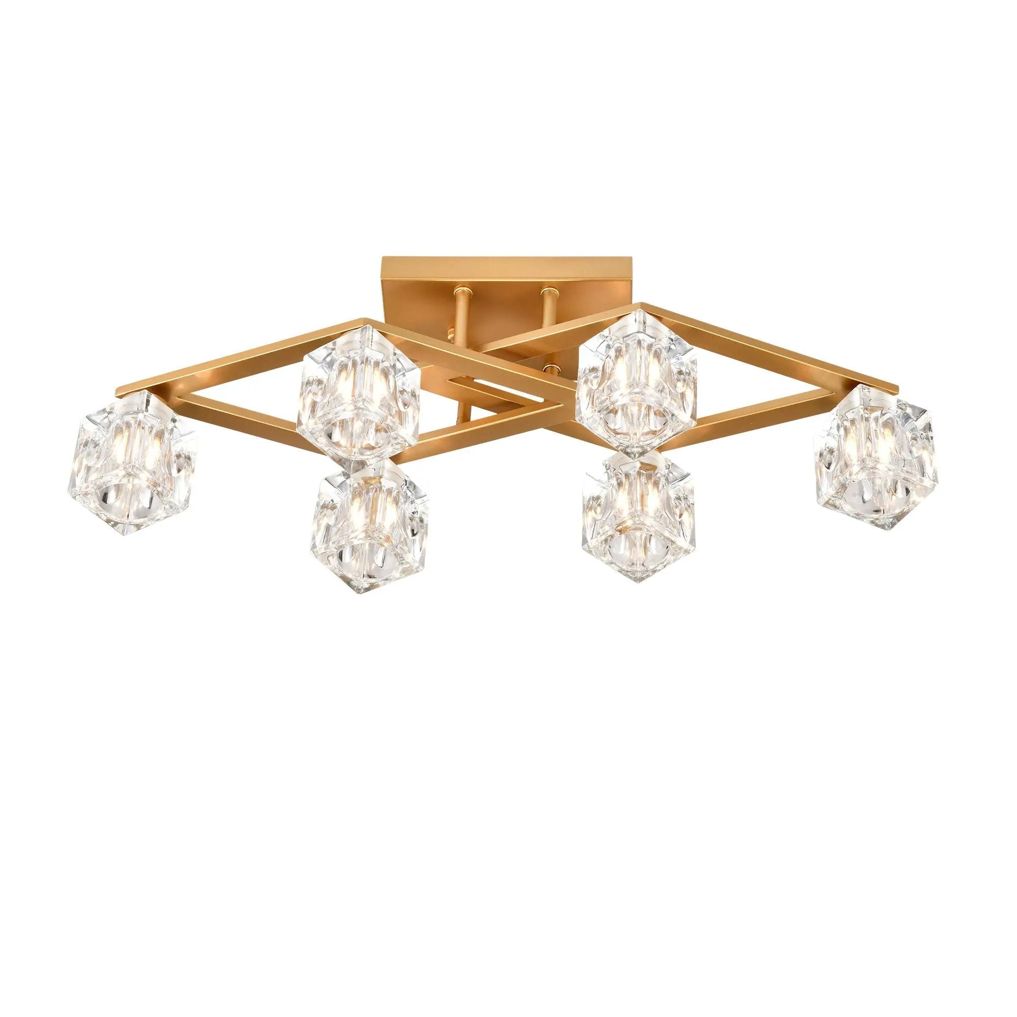 6 Light Crystal Ceiling Light For Dining Room, Modern Ceiling Lamp With Light Fixture For Entryway, Lobby, Kitchen, Bedroom, Living Room, Conference Room, (6*G9 Bulbs Included) by HouseOfZazla