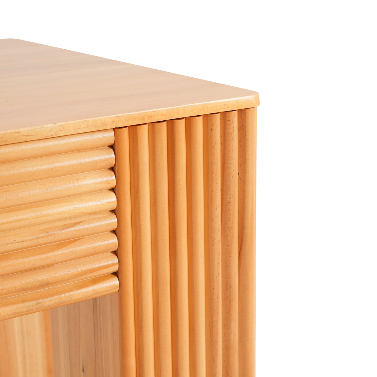 Natural Pine Wood Fluted Side Table with Elephant-Leg Design - Natural Pine, photo 10 of 10