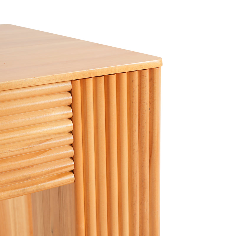 Natural Pine Wood Fluted Side Table with Elephant-Leg Design - Natural Pine, photo 10 of 10