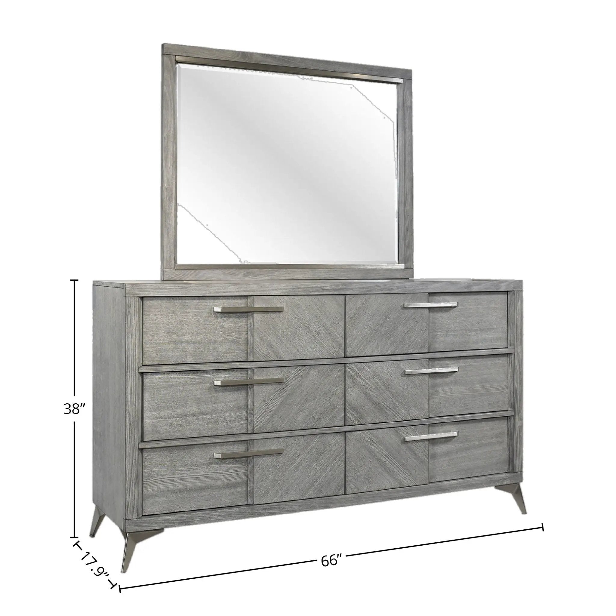 6 Drawer Dresser Book Matched Veneers - Gray by HouseOfZazla