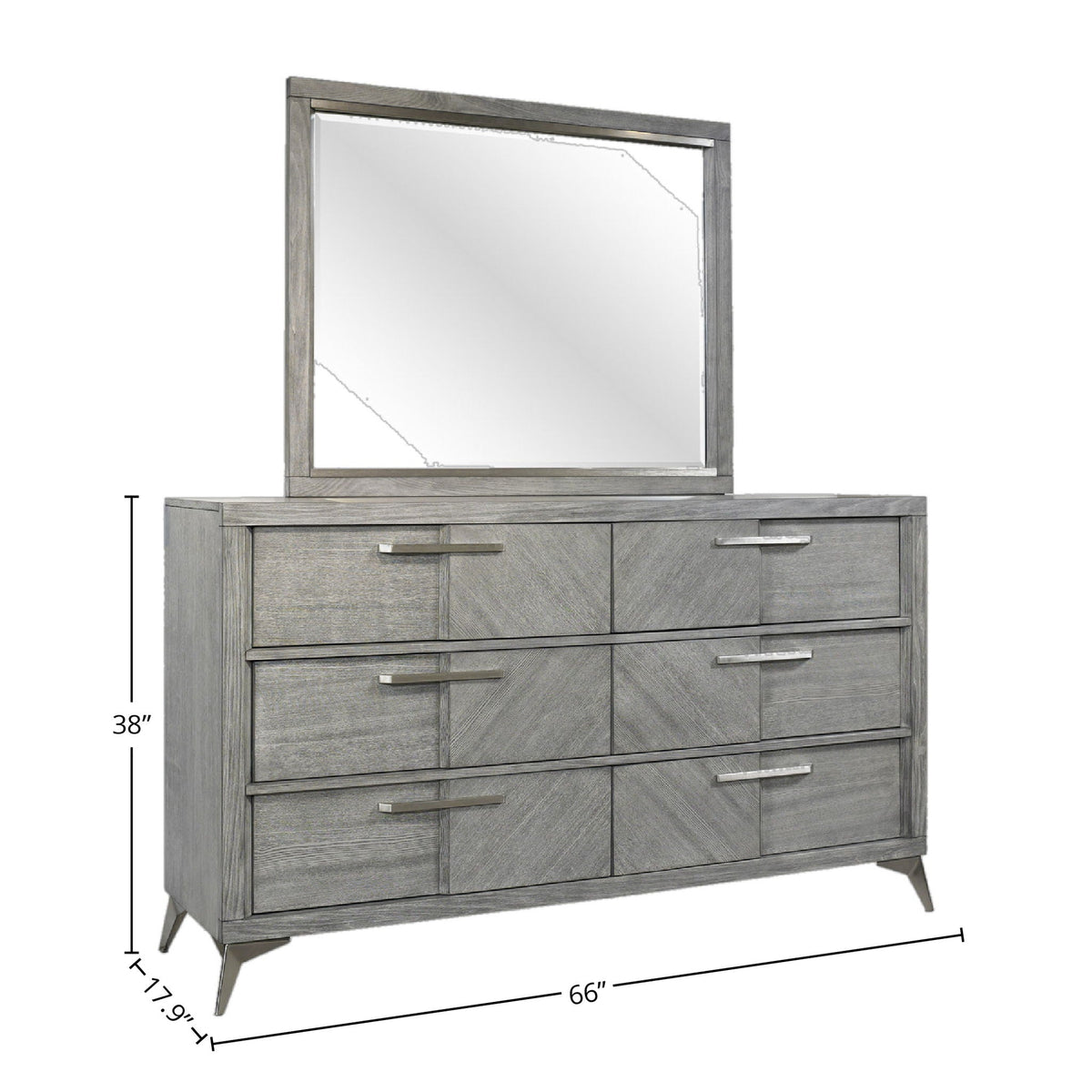 6 Drawer Dresser with Book Matched Veneers - Gray, photo 4 of 5