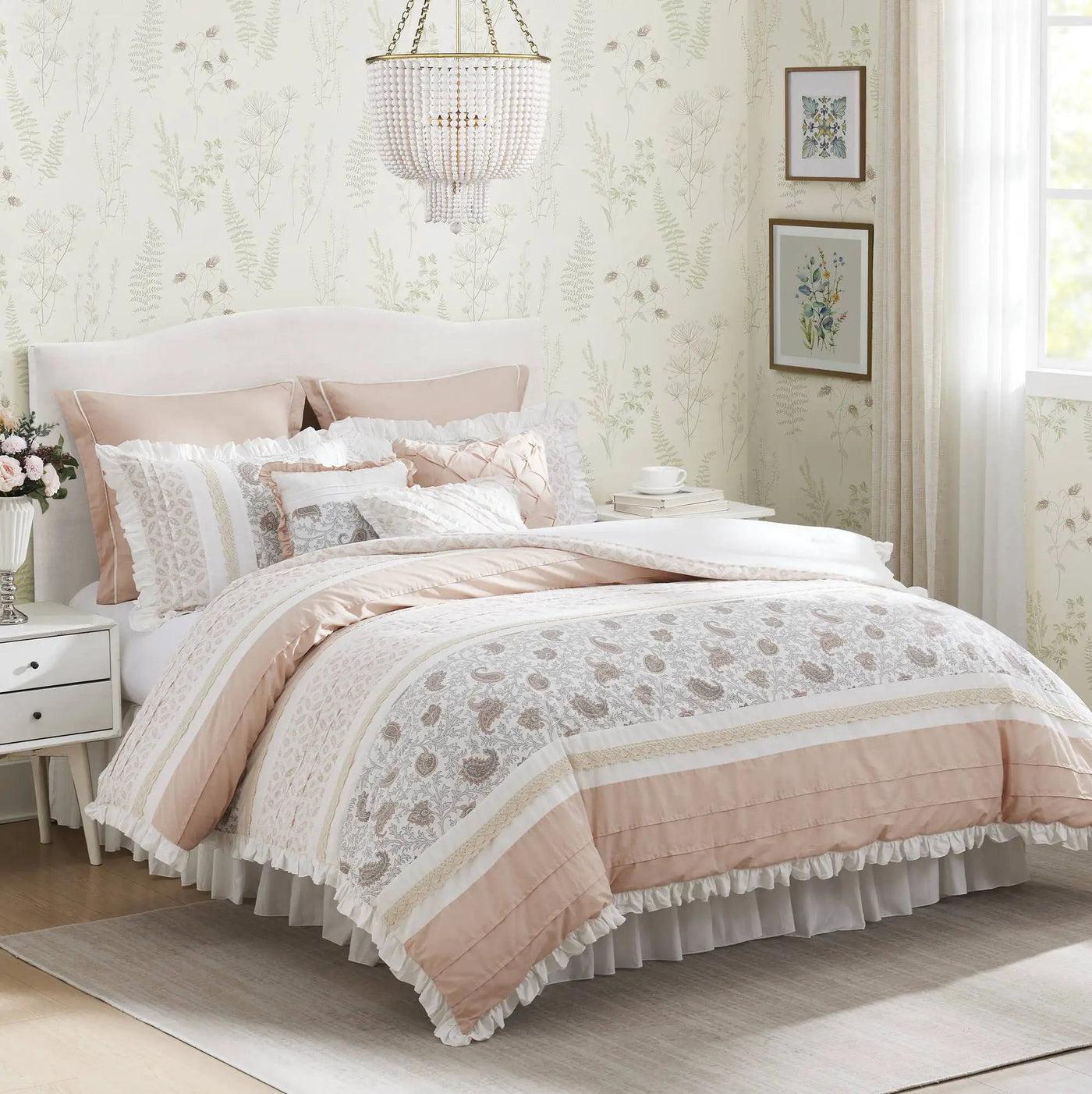 9 Piece Cotton Percale Comforter Set Blush by HouseOfZazla