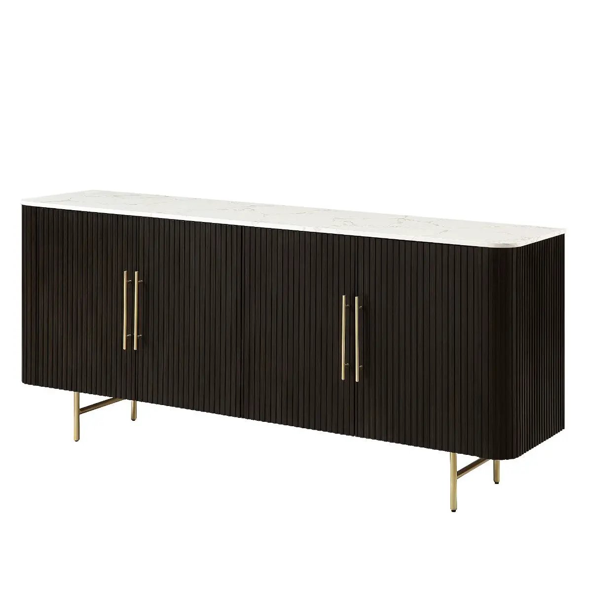 Clayten - Server - White Natural Marble Top & Espresso by Unique Piece Furniture