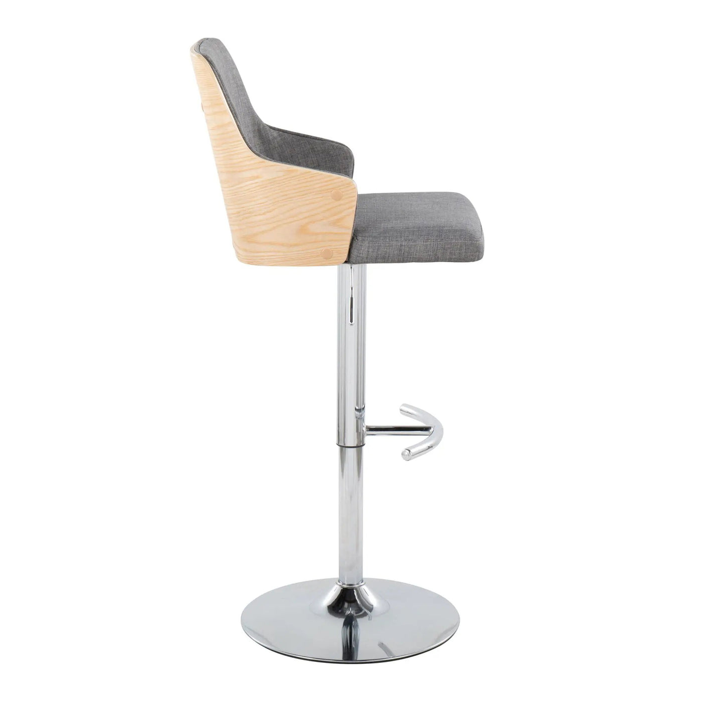 Stella - Contemporary Adjustable Barstool Stool With Swivel & Rounded T Footrest (Set of 2) by HouseOfZazla