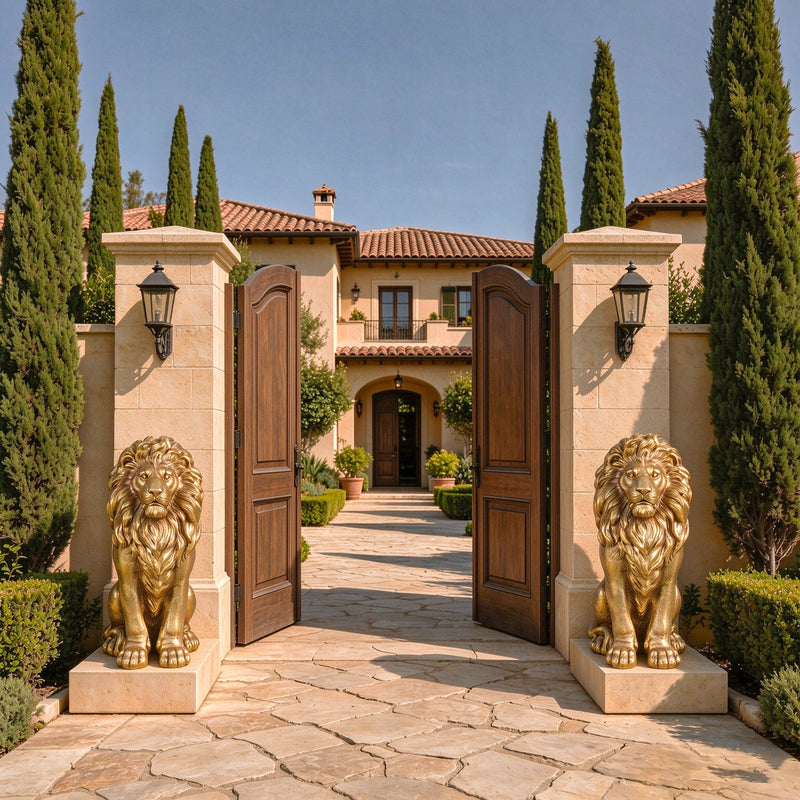 24" Outdoor Lion Statue with Weather Resistant Magnesium Oxide - Shiny, photo 9 of 10