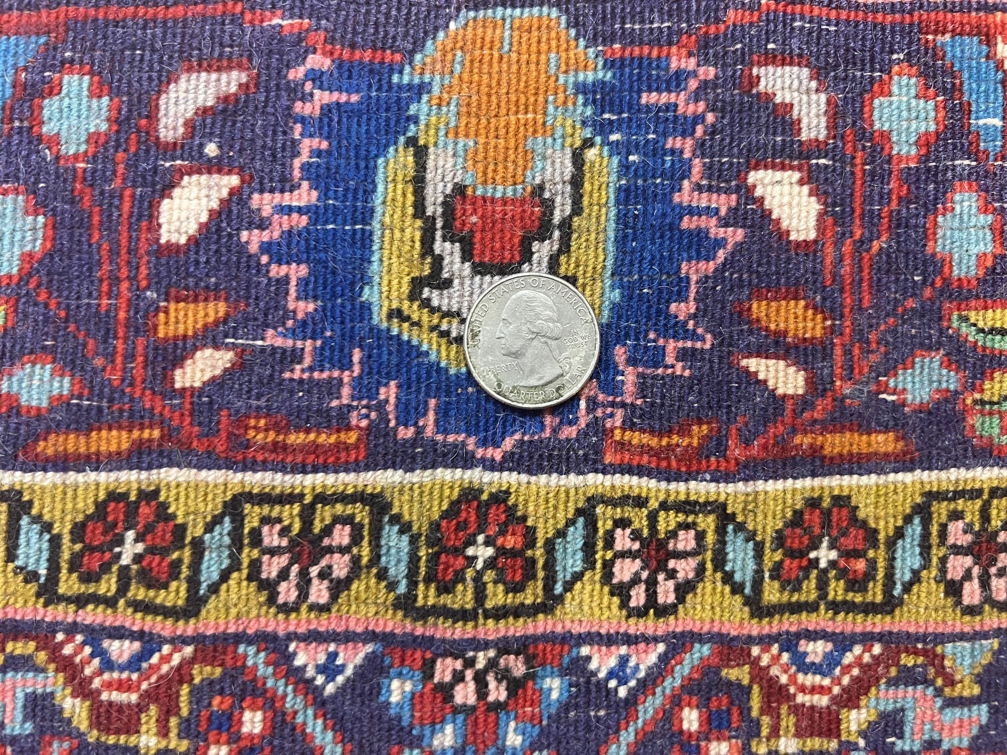 Persian Bidjar Rug 4x6, Handmade Oriental Carpet, Fine Weave, Herati Mahi Pattern, Vintage, Red, 300 KPSI by Jewel Rugs