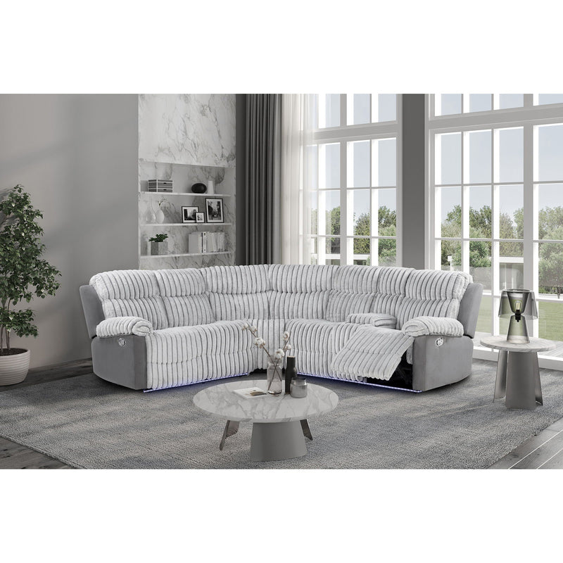 Gray Sectional Reclining Sofa with LED Lighting and Manual Recline, photo 5 of 9