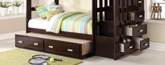 Allentown Twin / Twin Bunk Bed With Trundle Storage - Espresso by HouseOfZazla