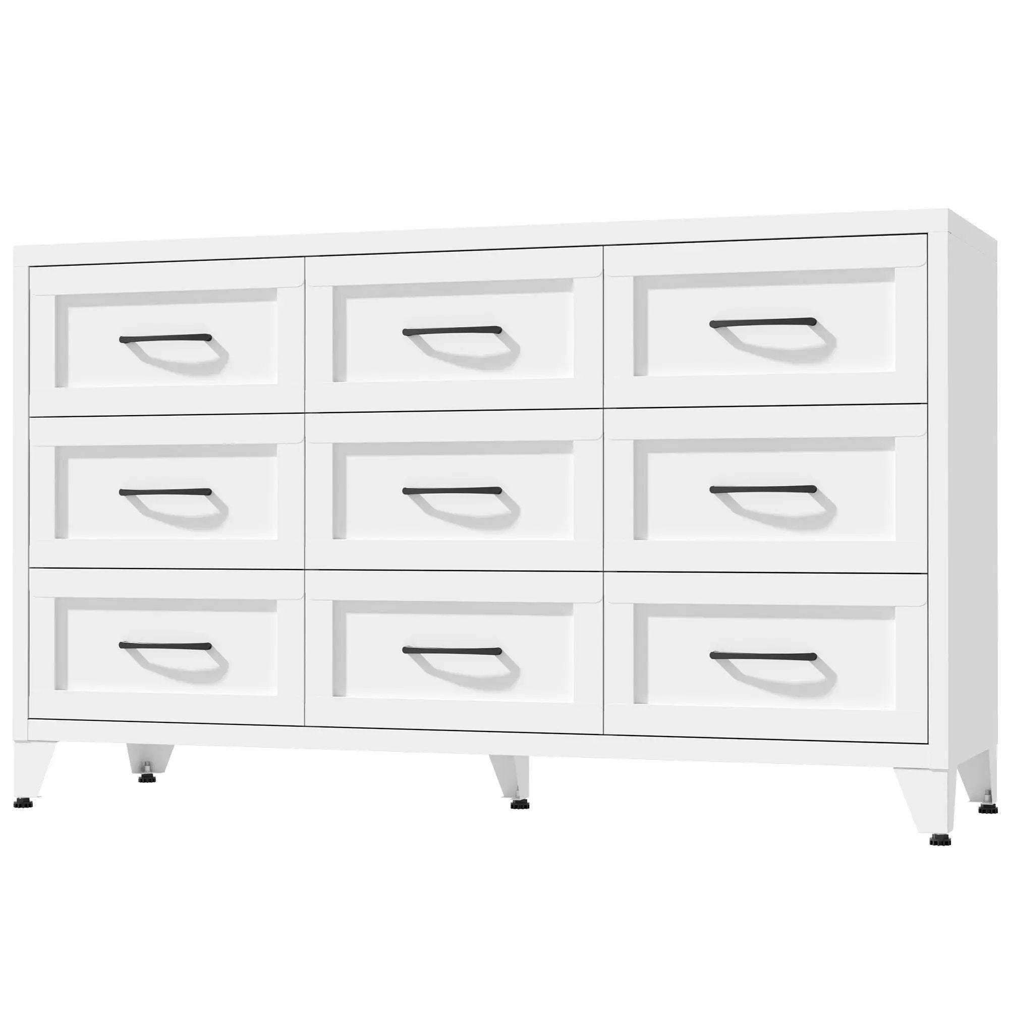9 Drawer White Metal Dresser with Quiet-Glide Rails by HouseOfZazla