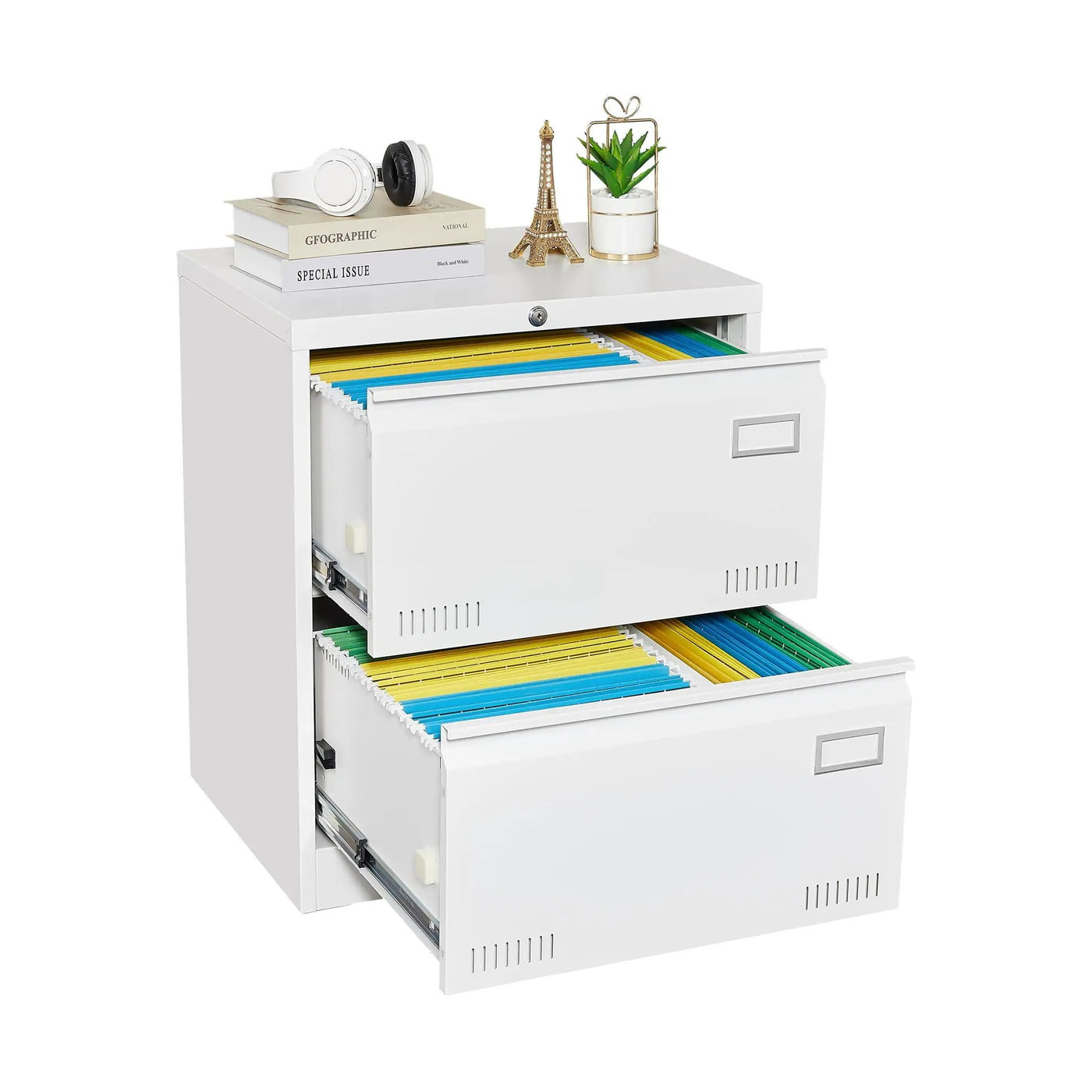 Filing Cabinet Lateral File Cabinet 3 Drawer, Locking Metal File Cabinets Three Drawer, Office Filing Cabinet With Lock Drawers For Home Office by Unique Piece Furniture