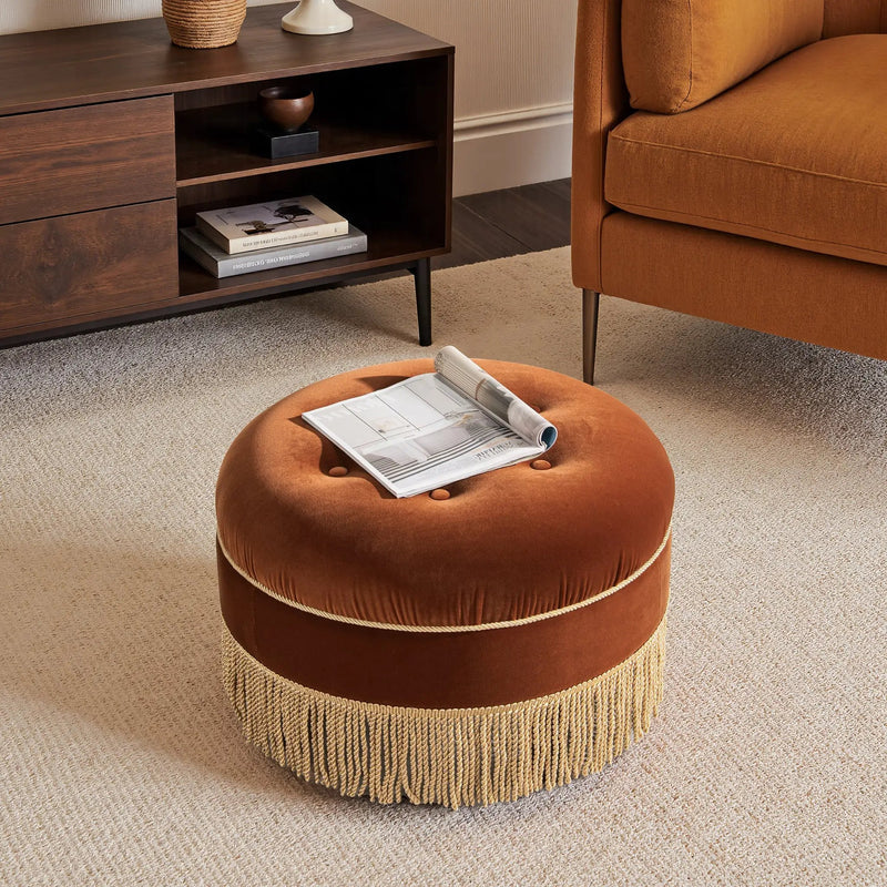 Yolanda 24" Round Upholstered Accent Ottoman by HouseOfZazla