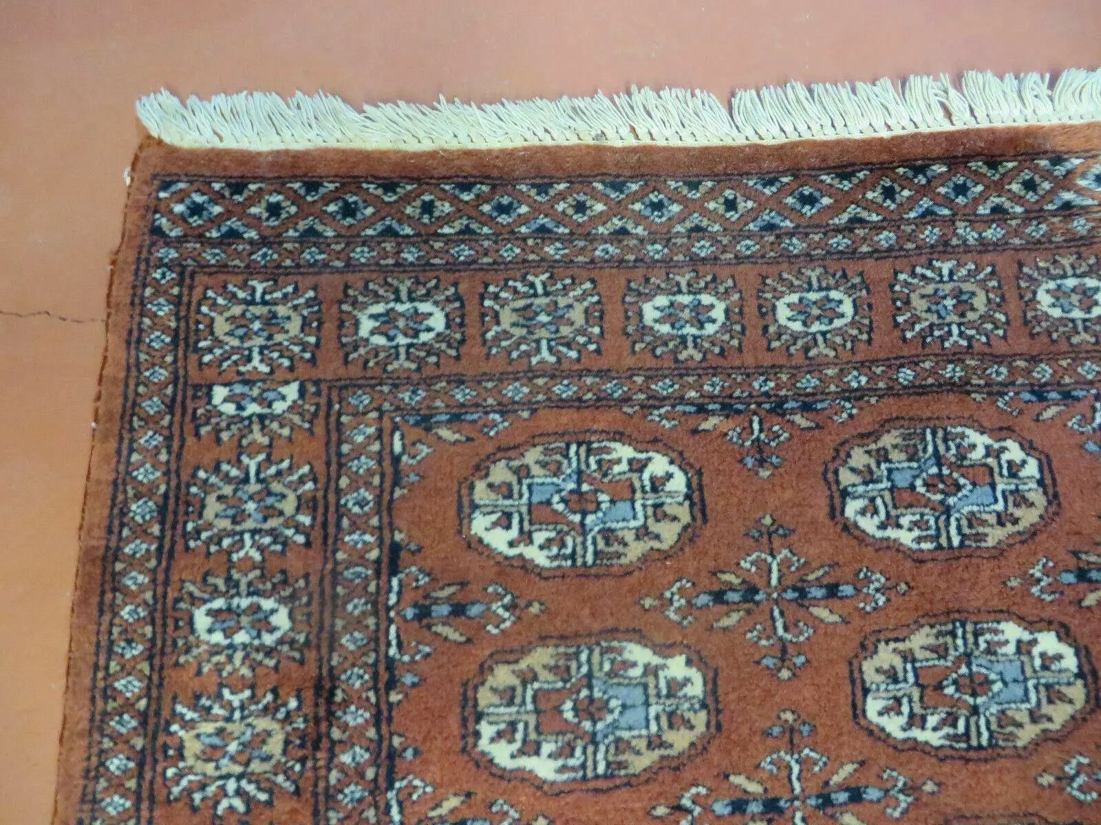 3' X 4' Vintage Handmade Pakistan Turkoman Bokhara Fine Woven Wool Rug by Jewel Rugs