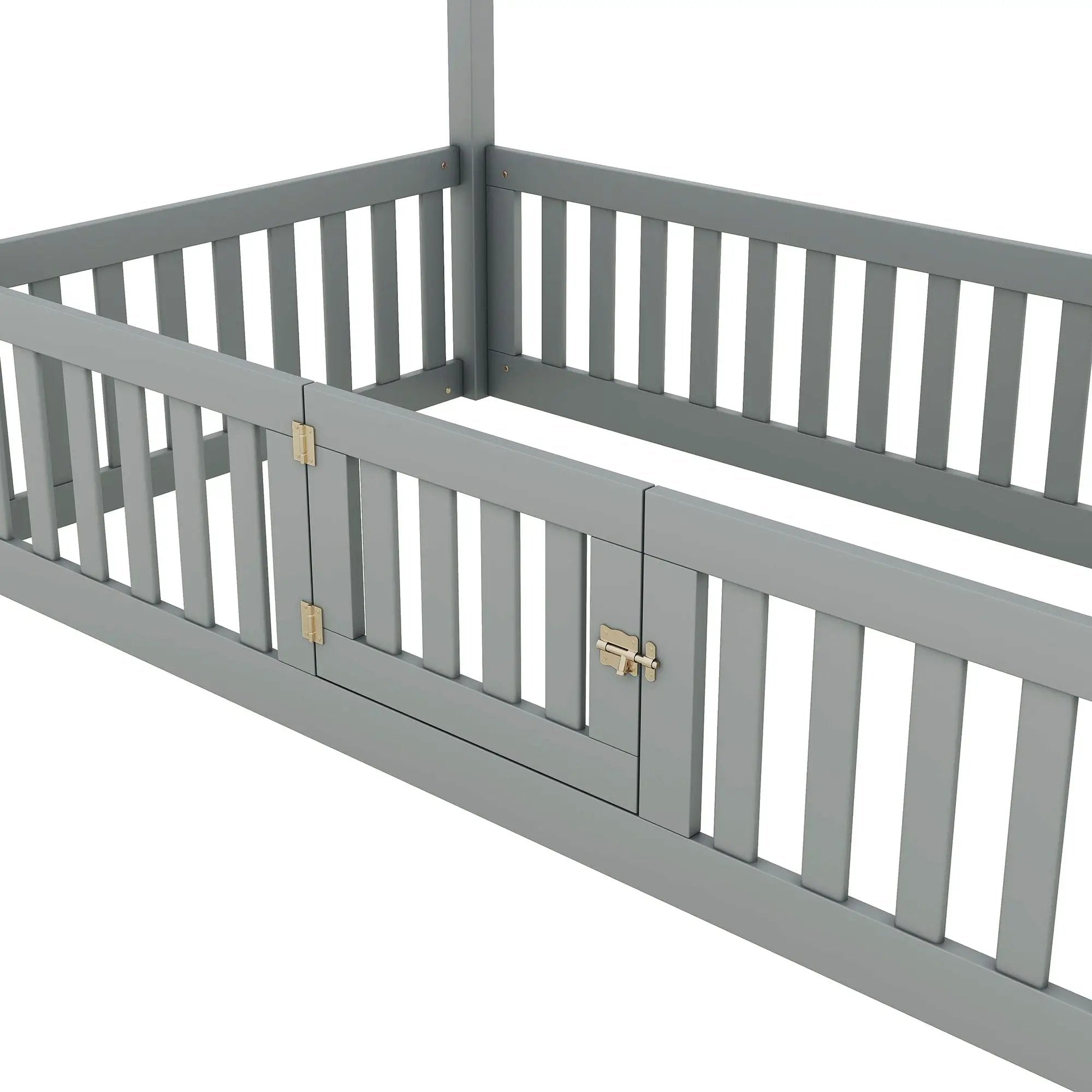 Wood House Bed With Fence And Door by HouseOfZazla