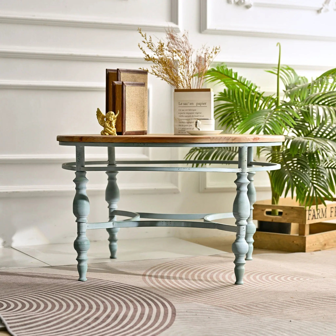 Round Top Carved Table For Living Room by HouseOfZazla