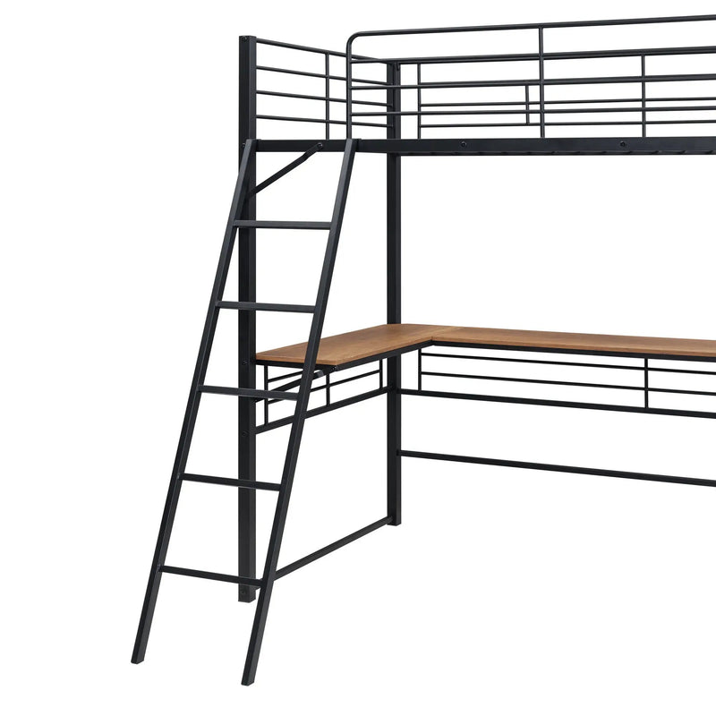 Loft Bed & 3 Layers Of Shelves And L-Shaped Desk by HouseOfZazla