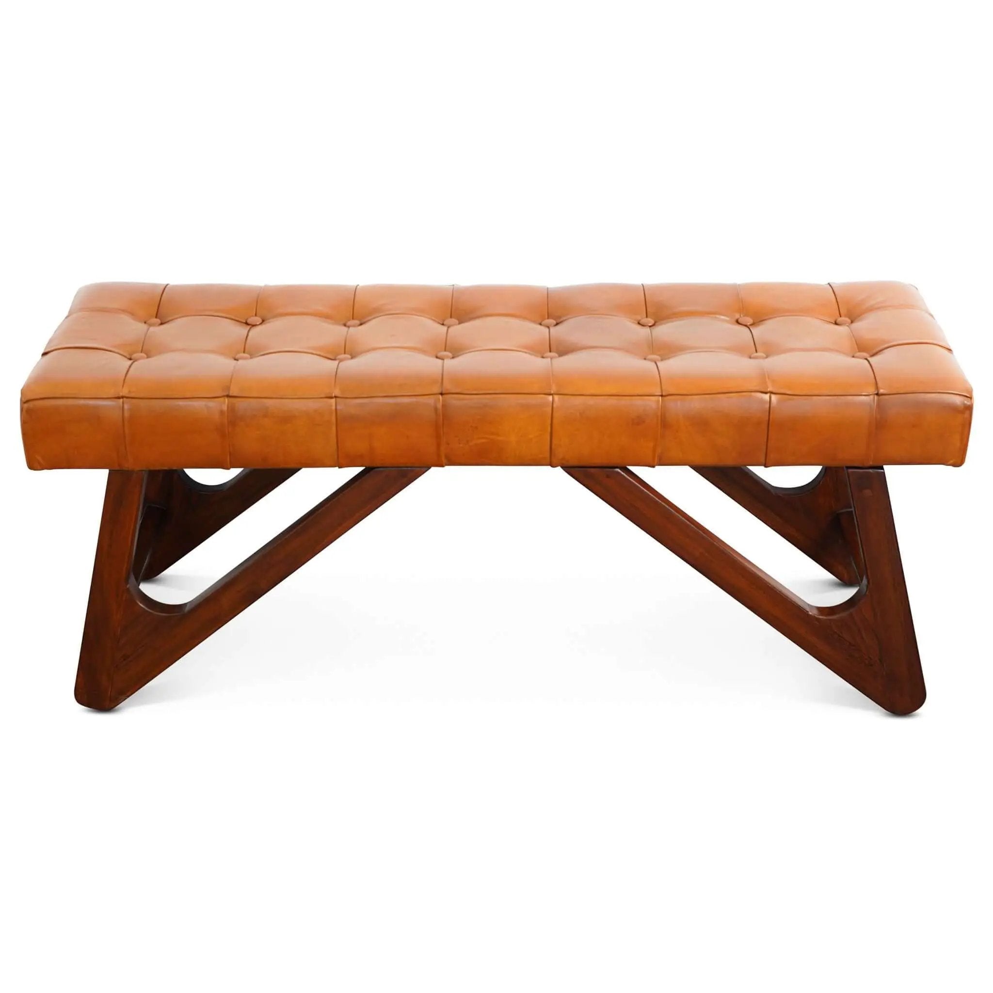 Mia - Bench With Buttons - Brown / Rustic by Unique Piece Furniture