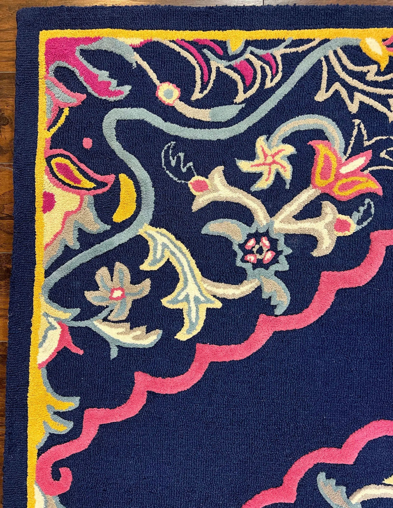 Safavieh Rug 8x10 Belagio Collection, Navy Blue Pink Yellow, Power-Loomed Wool Carpet, Floral Area Rug, Modern Rug, Room Sized 8 x 10 ft Rug by Jewel Rugs