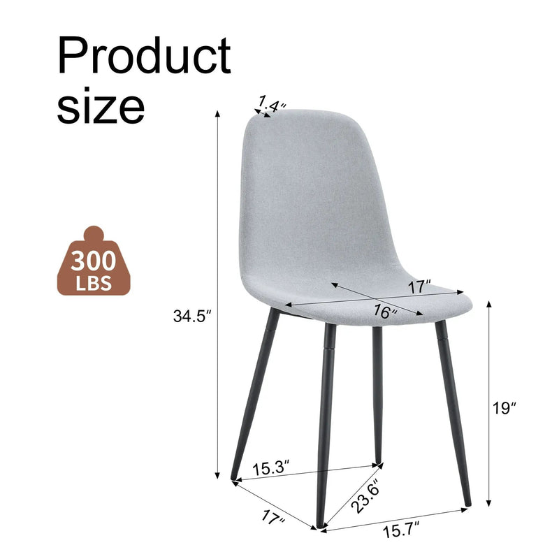 Modern Medieval Style Cushioned Side Chairs Set With Metal Legs For Kitchens by Unique Piece Furniture